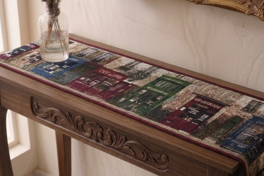 Premium Retro Street Tapestry Console Cover - Multi-Color Woven Art Runner