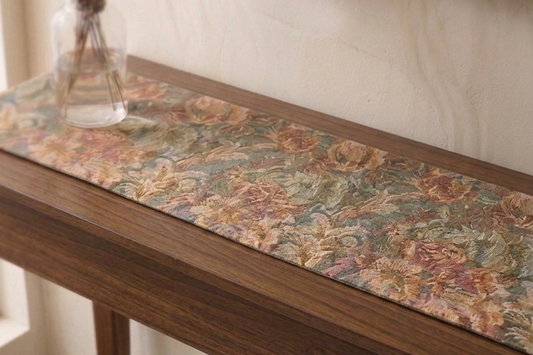 Premium Vintage Floral Tapestry Console Cover - Multi-Color Woven Accent Runner